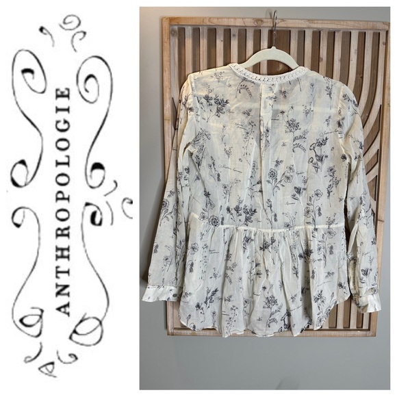 Anthropologie sheer blouse with unique floral print - Picture 2 of 9